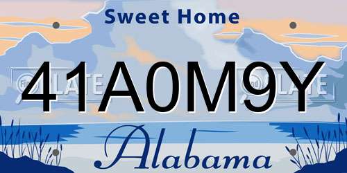 41A0M9Y Alabama License Plate
