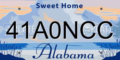 41A0NCC Alabama License Plate