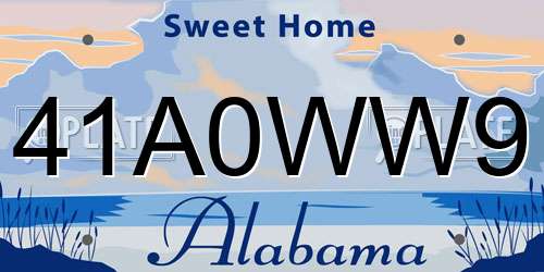 41A0WW9 Alabama License Plate