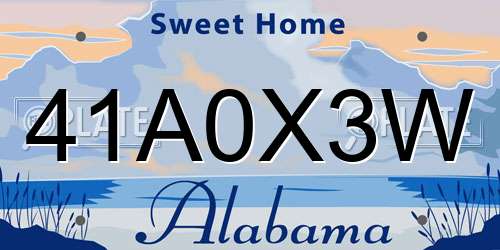 41A0X3W Alabama License Plate