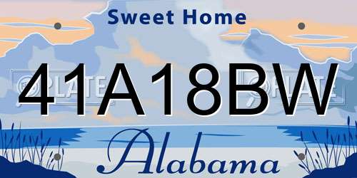 41A18BW Alabama License Plate
