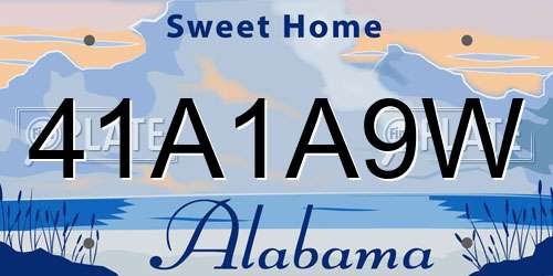 41A1A9W Alabama License Plate