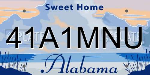 41A1MNU Alabama License Plate