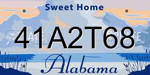 41A2T68 Alabama License Plate