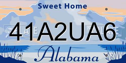 41A2UA6 Alabama License Plate