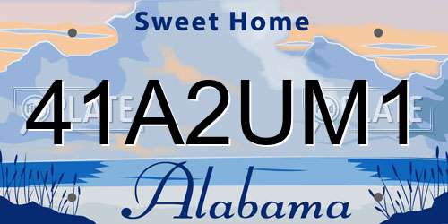 41A2UM1 Alabama License Plate