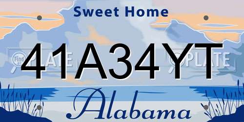 41A34YT Alabama License Plate