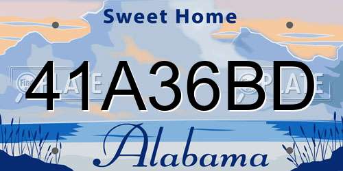 41A36BD Alabama License Plate