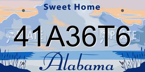 41A36T6 Alabama License Plate