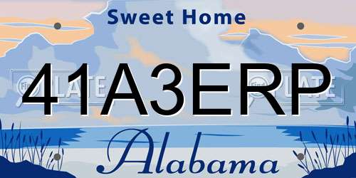 41A3ERP Alabama License Plate