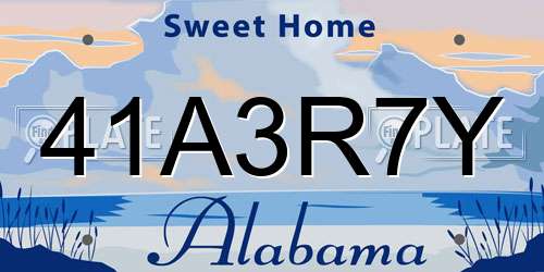 41A3R7Y Alabama License Plate