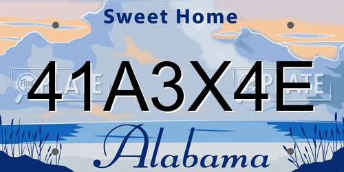 41A3X4E Alabama License Plate