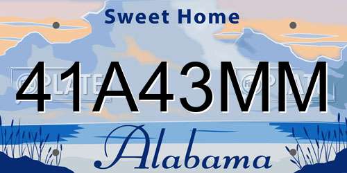 41A43MM Alabama License Plate