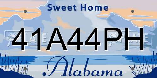 41A44PH Alabama License Plate