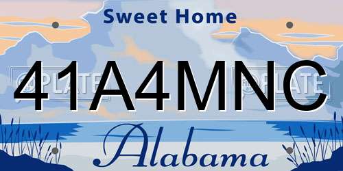 41A4MNC Alabama License Plate