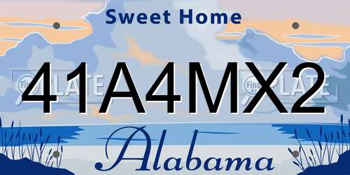 41A4MX2 Alabama License Plate