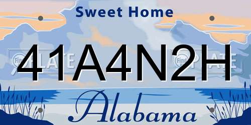 41A4N2H Alabama License Plate