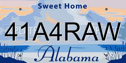 41A4RAW Alabama License Plate