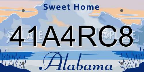41A4RC8 Alabama License Plate