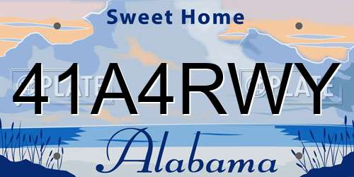 41A4RWY Alabama License Plate