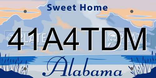 41A4TDM Alabama License Plate