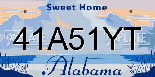 41A51YT Alabama License Plate