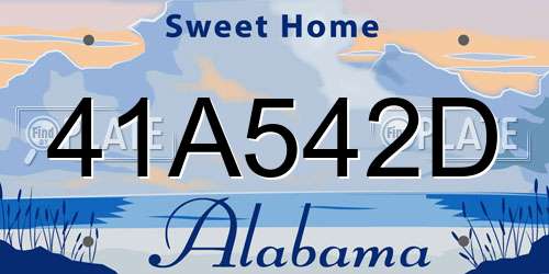 41A542D Alabama License Plate