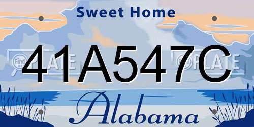 41A547C Alabama License Plate