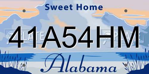 41A54HM Alabama License Plate