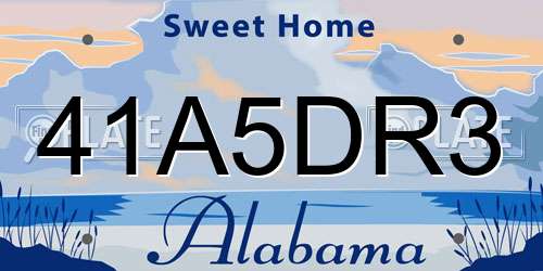 41A5DR3 Alabama License Plate