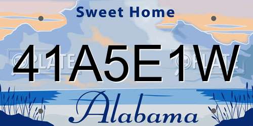 41A5E1W Alabama License Plate