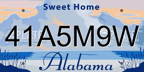 41A5M9W Alabama License Plate