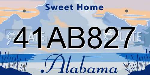 41AB827 Alabama License Plate