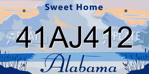 41AJ412 Alabama License Plate