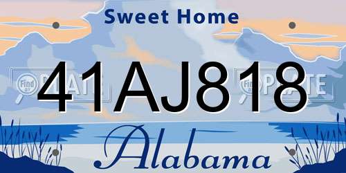 41AJ818 Alabama License Plate