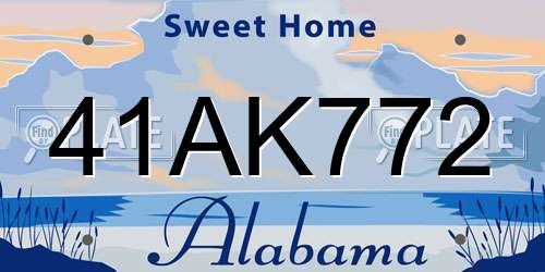 41AK772 Alabama License Plate