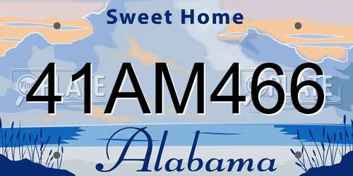 41AM466 Alabama License Plate