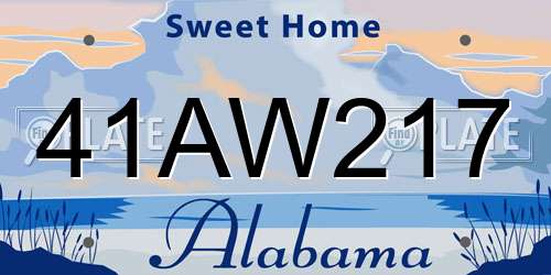 41AW217 Alabama License Plate