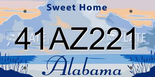 41AZ221 Alabama License Plate