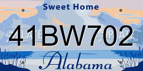41BW702 Alabama License Plate