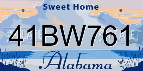 41BW761 Alabama License Plate