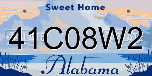 41C08W2 Alabama License Plate