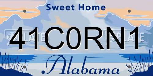 41C0RN1 Alabama License Plate