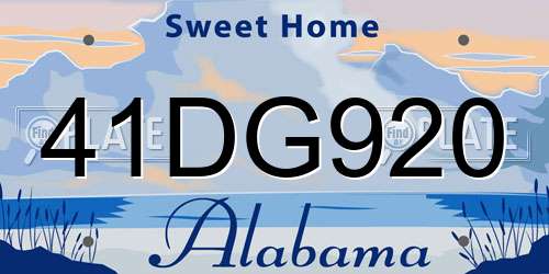 41DG920 Alabama License Plate