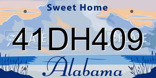 41DH409 Alabama License Plate