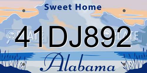 41DJ892 Alabama License Plate