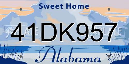 41DK957 Alabama License Plate