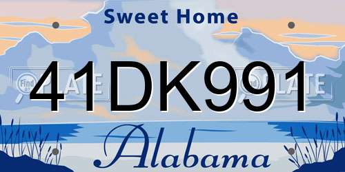 41DK991 Alabama License Plate