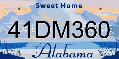 41DM360 Alabama License Plate