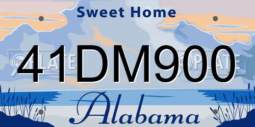 41DM900 Alabama License Plate
